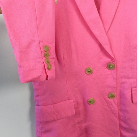 J. McLaughlin Blazer Pink 2 Linen Double Breasted Career Preppy Barbiecore 452 - Picture 5 of 11